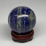 3.74 lbs,3.8"(92mm), Lapis Lazuli Sphere Ball Gemstone @Afghanistan, B27552