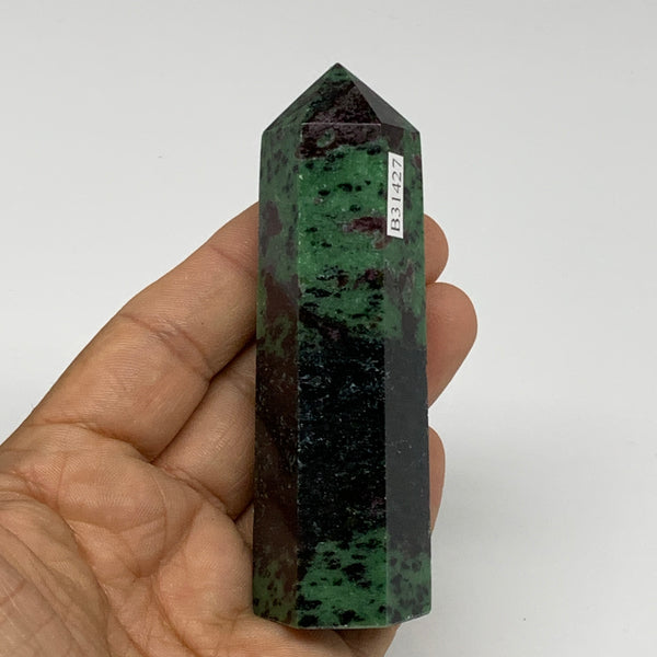 137.2g, 3.6"x1", Natural Ruby Zoisite Tower Point Obelisk @India, B31427