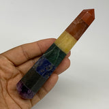 110.4g, 5.1"x1", 7 Chakra Point Wand Obelisk Point Crystal from India, B29095