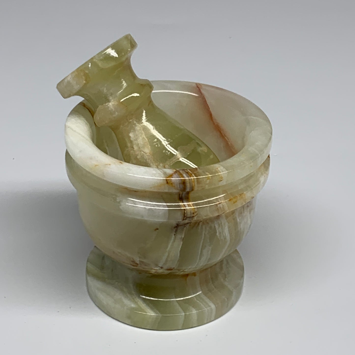 485g,  2.8"x3", Natural Green Onyx Crystal Pestle and Mortar Handmade, B32058