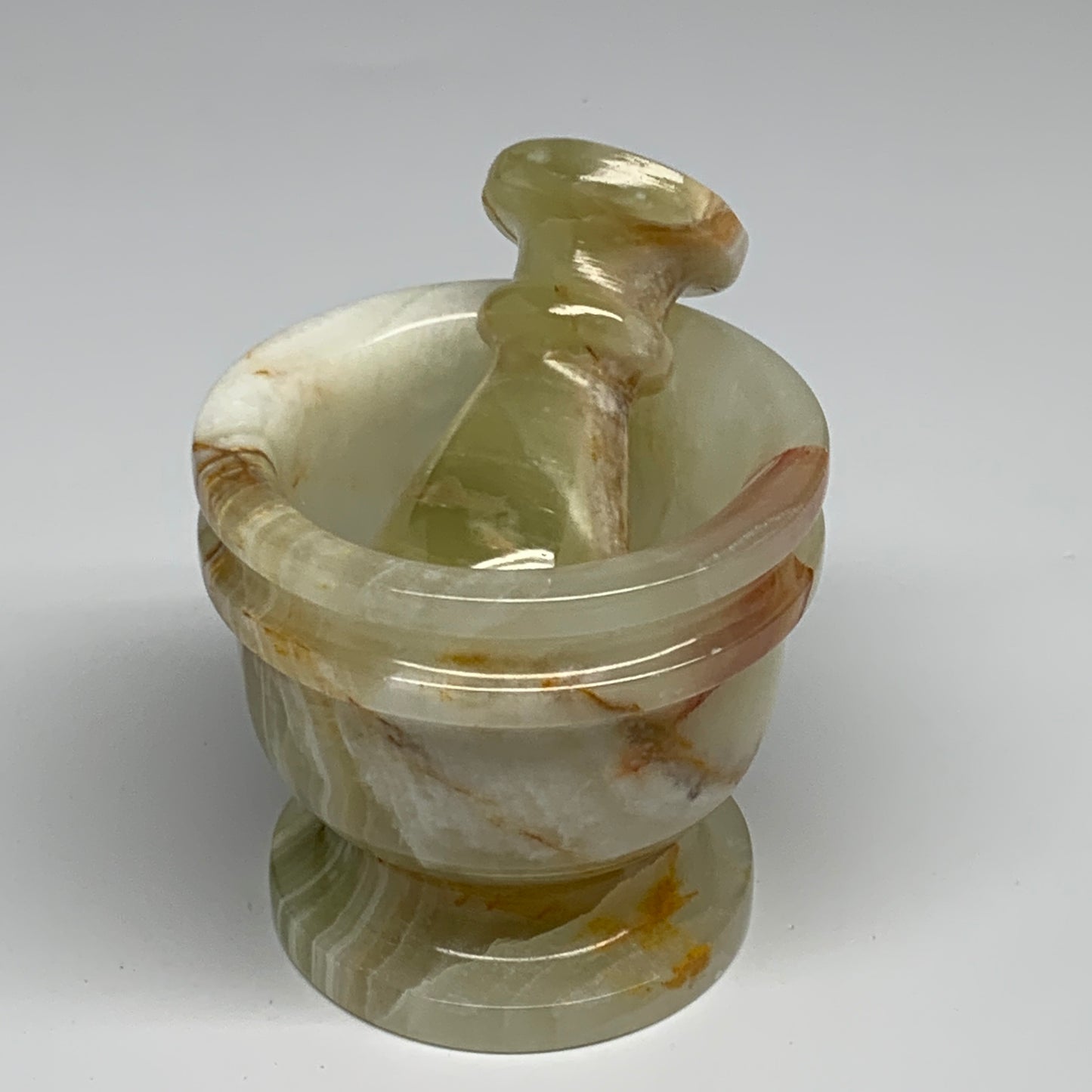 485g,  2.8"x3", Natural Green Onyx Crystal Pestle and Mortar Handmade, B32058