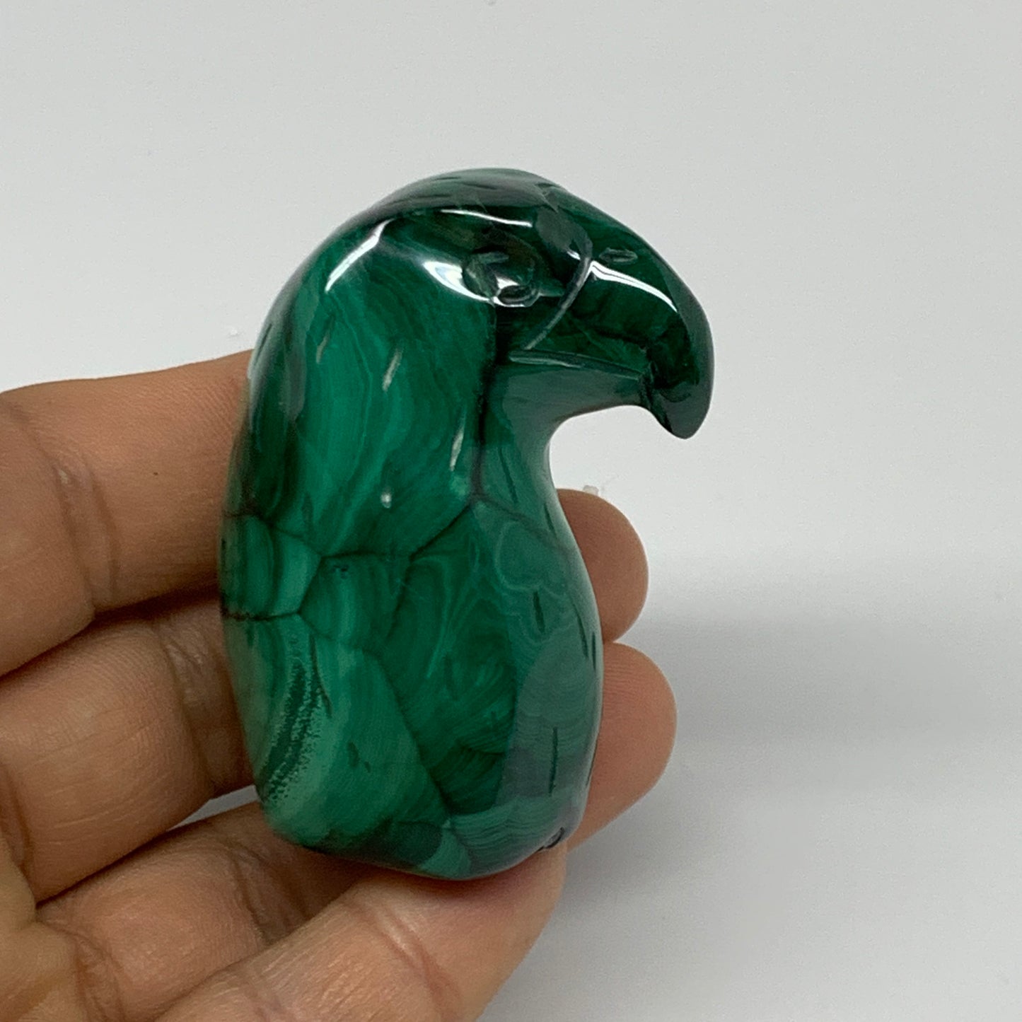 107.4g, 2.1"x1.1"x1" Natural Solid Malachite Eagle/Falcon Figurine @Congo, B3273