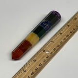 110.4g, 5.1"x1", 7 Chakra Point Wand Obelisk Point Crystal from India, B29095