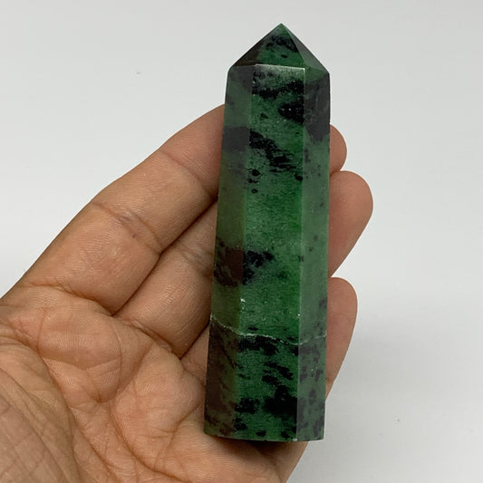 109.1g, 3.6"x0.9", Natural Ruby Zoisite Tower Point Obelisk @India, B31428