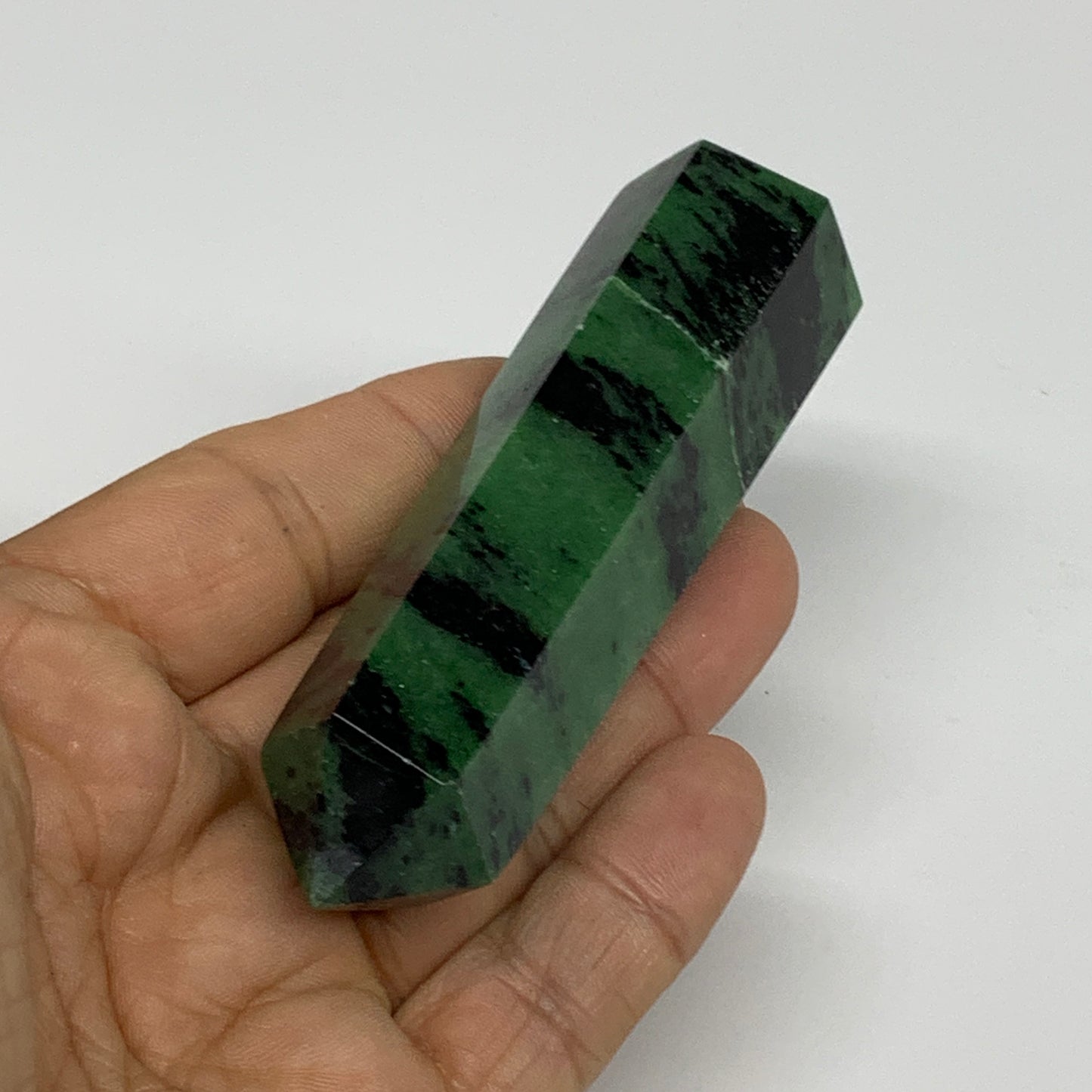 109.1g, 3.6"x0.9", Natural Ruby Zoisite Tower Point Obelisk @India, B31428