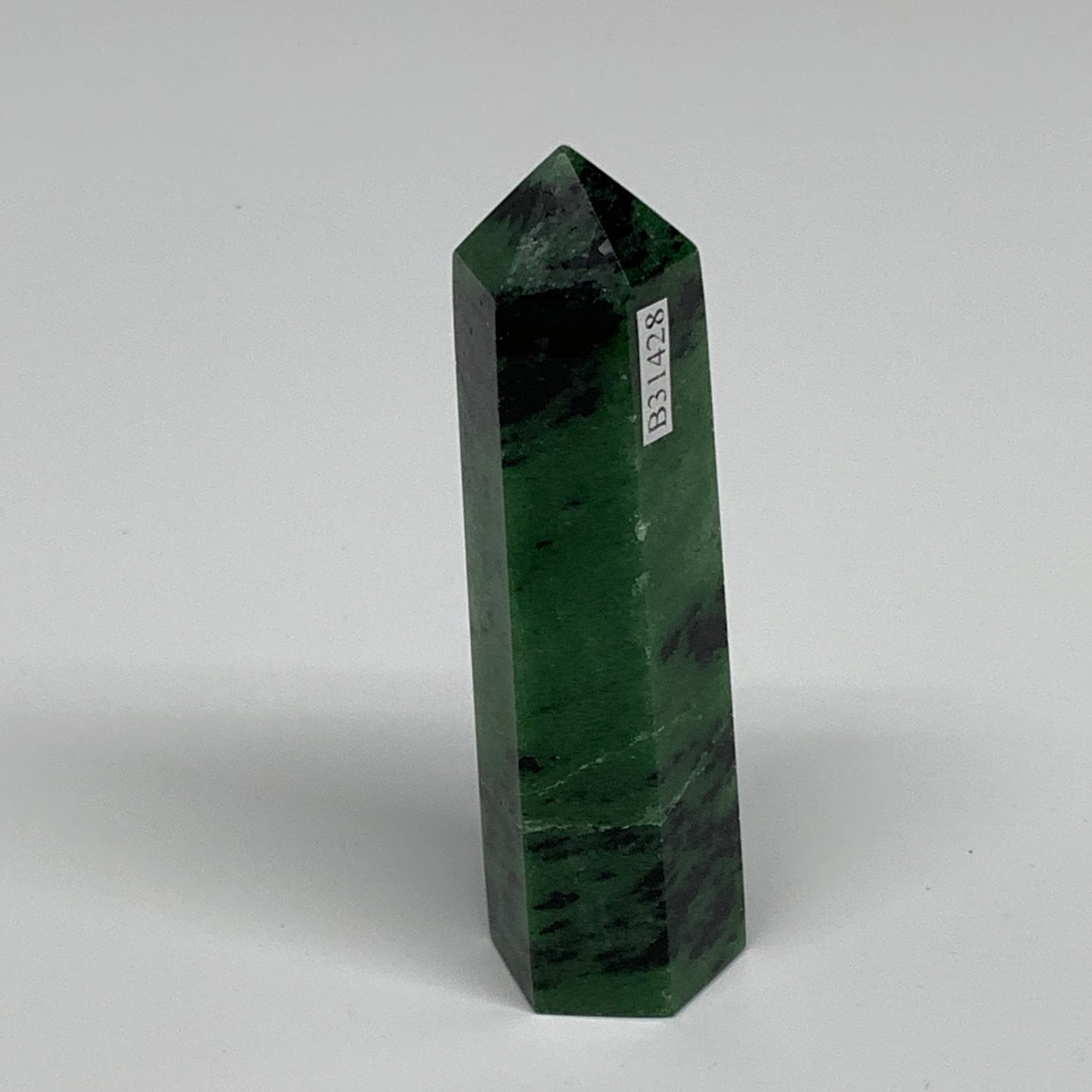 109.1g, 3.6"x0.9", Natural Ruby Zoisite Tower Point Obelisk @India, B31428