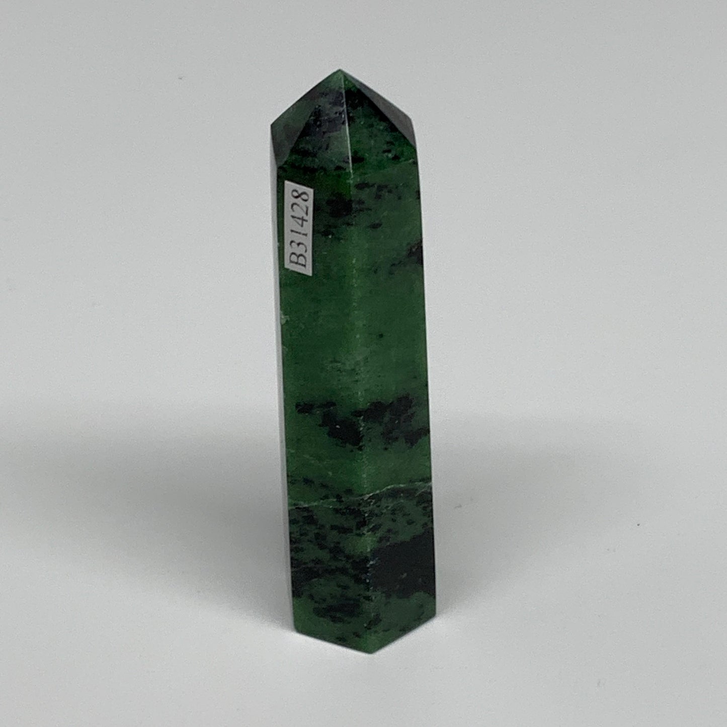 109.1g, 3.6"x0.9", Natural Ruby Zoisite Tower Point Obelisk @India, B31428