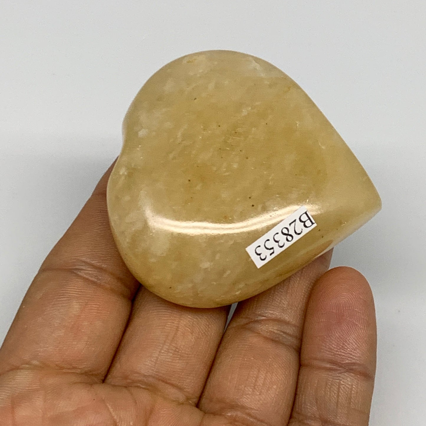 88.9g,2.1"x2.1"x0.9" Natural Yellow Aventurine Heart Crystal Stone @India, B2835