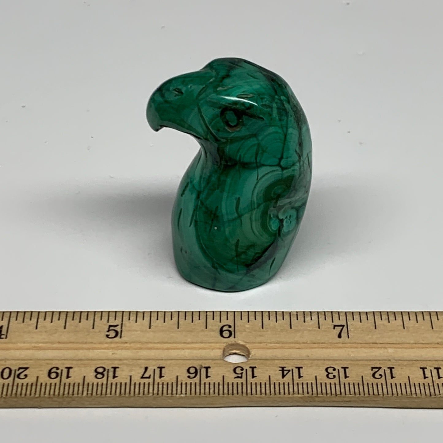 107.4g, 2.1"x1.1"x1" Natural Solid Malachite Eagle/Falcon Figurine @Congo, B3273