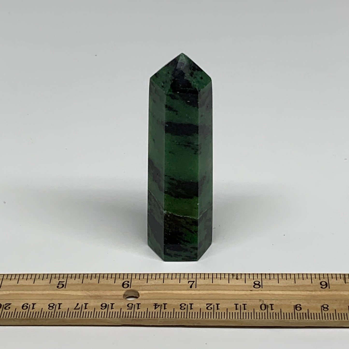 109.1g, 3.6"x0.9", Natural Ruby Zoisite Tower Point Obelisk @India, B31428
