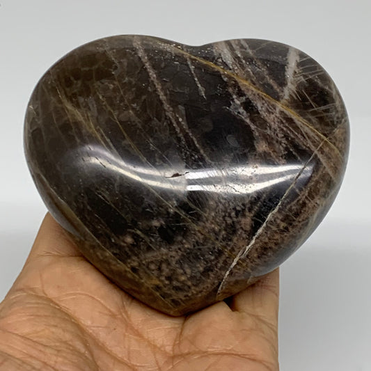 0.94 lbs, 3.3"x3.7"x1.5", Black Moonstone Heart Polished Crystal Decor, B37861