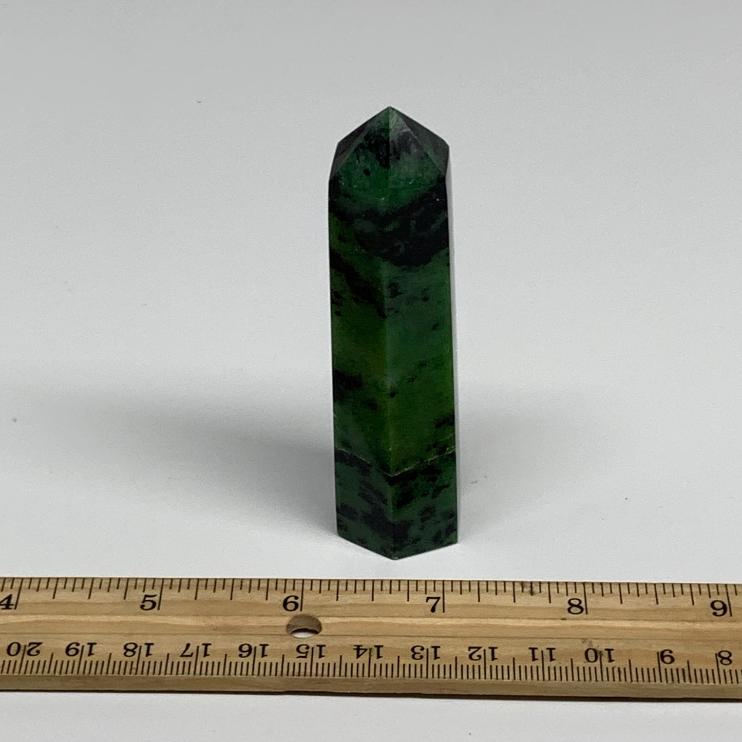 109.1g, 3.6"x0.9", Natural Ruby Zoisite Tower Point Obelisk @India, B31428