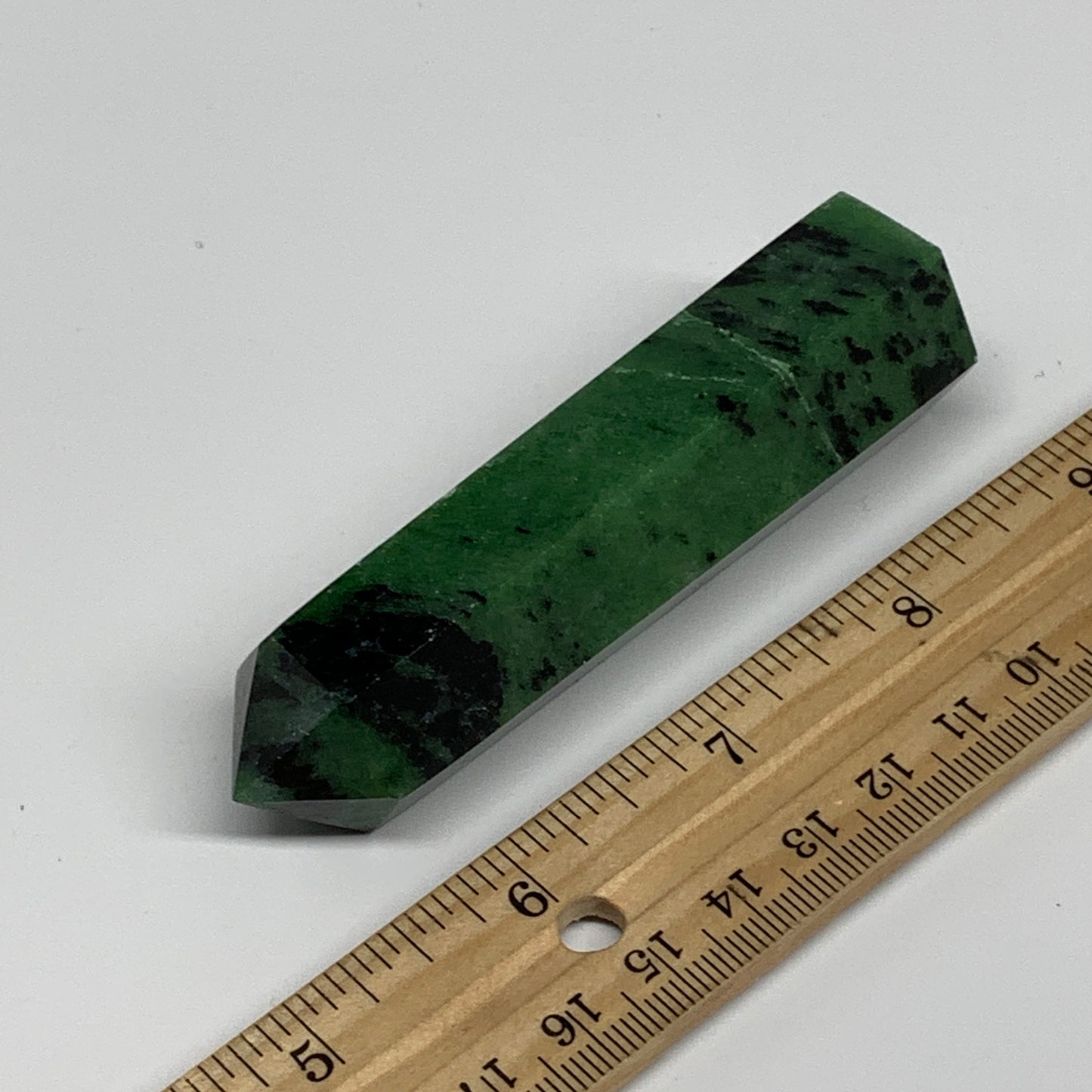 109.1g, 3.6"x0.9", Natural Ruby Zoisite Tower Point Obelisk @India, B31428