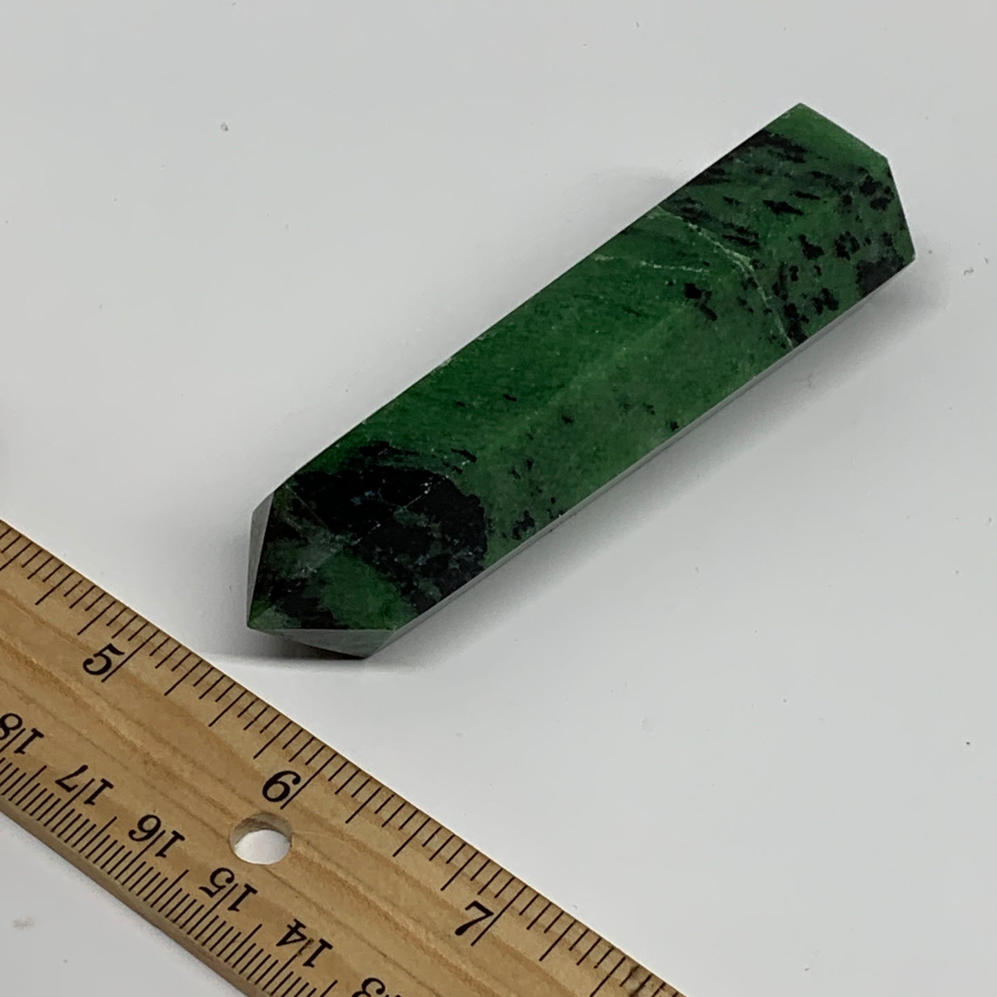 109.1g, 3.6"x0.9", Natural Ruby Zoisite Tower Point Obelisk @India, B31428