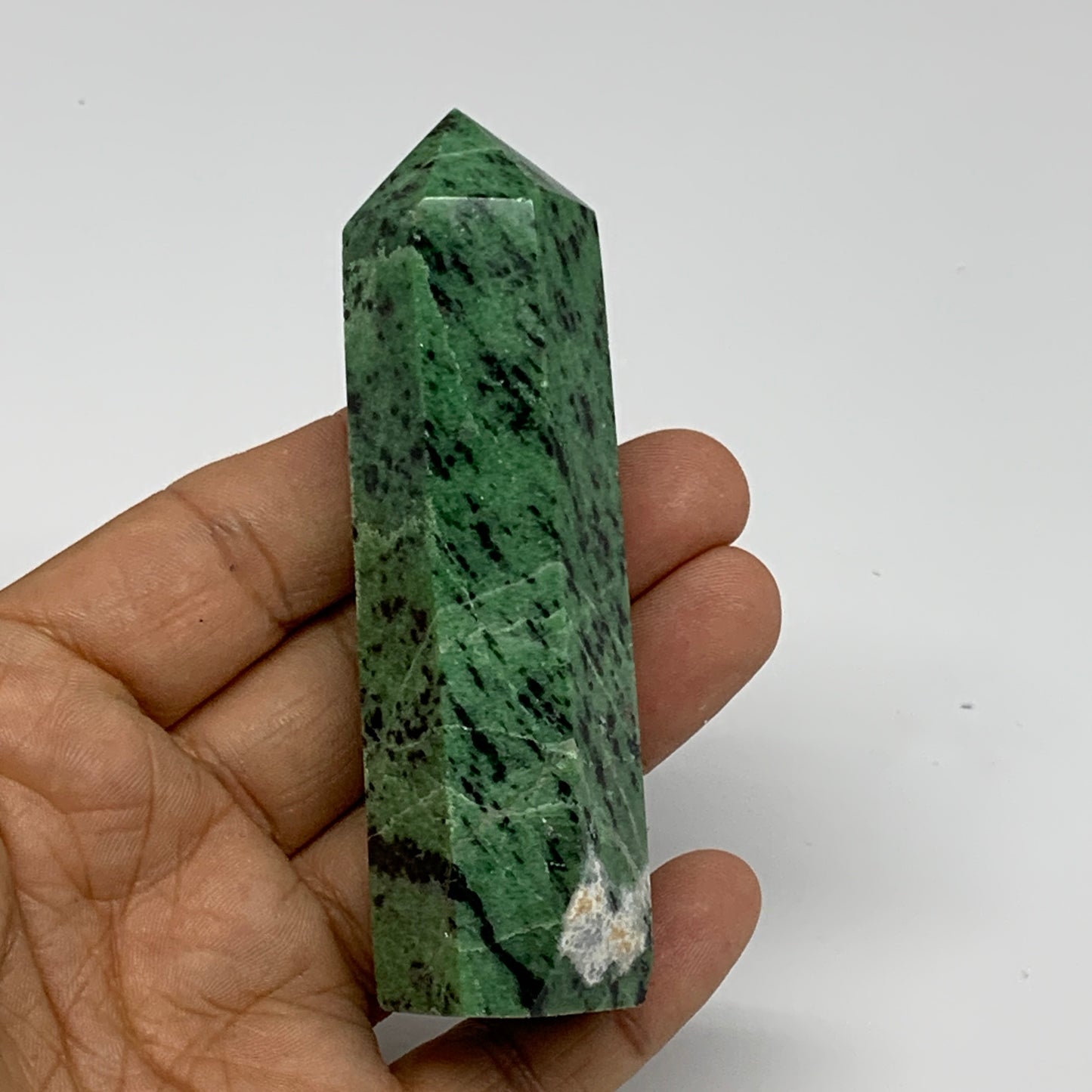 132.5g, 3.6"x0.9", Natural Ruby Zoisite Tower Point Obelisk @India, B31429