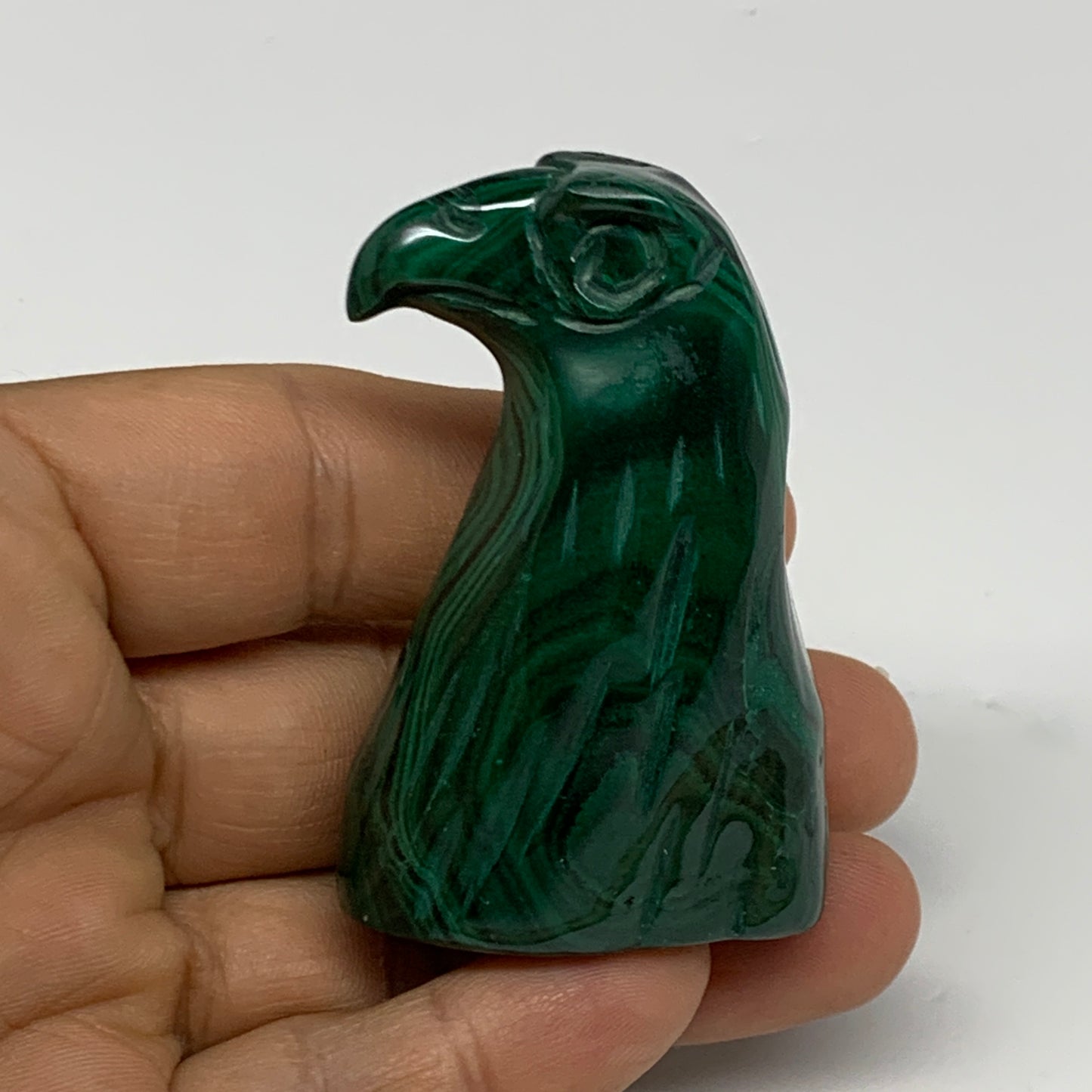 110g, 2.2"x1.4"x0.9" Natural Solid Malachite Eagle/Falcon Figurine @Congo, B3273