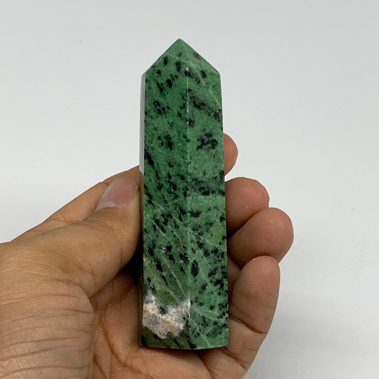 132.5g, 3.6"x0.9", Natural Ruby Zoisite Tower Point Obelisk @India, B31429