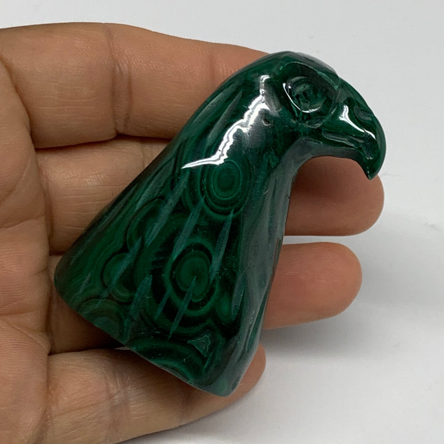 110g, 2.2"x1.4"x0.9" Natural Solid Malachite Eagle/Falcon Figurine @Congo, B3273