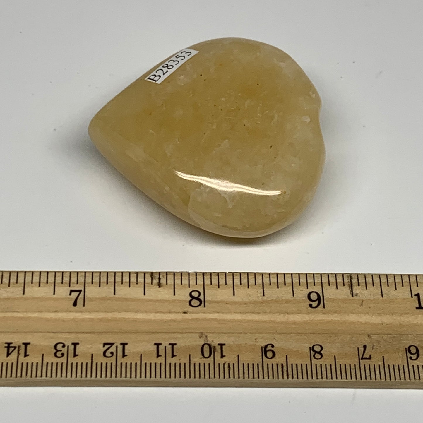 88.9g,2.1"x2.1"x0.9" Natural Yellow Aventurine Heart Crystal Stone @India, B2835