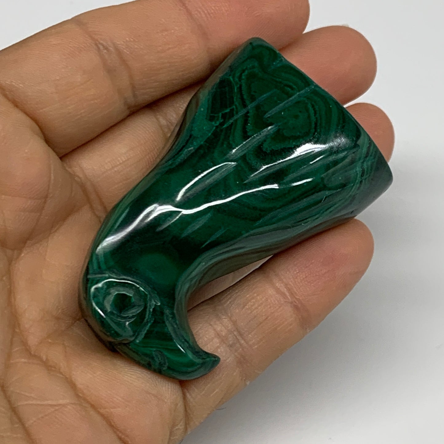 110g, 2.2"x1.4"x0.9" Natural Solid Malachite Eagle/Falcon Figurine @Congo, B3273