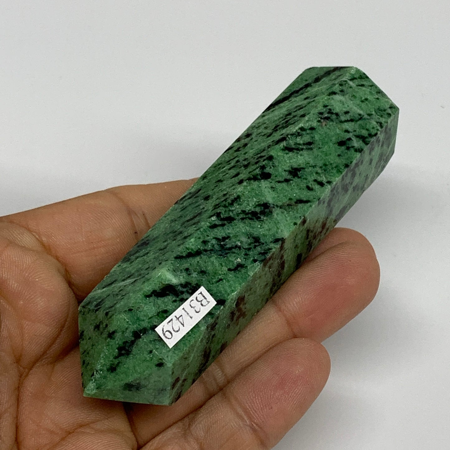 132.5g, 3.6"x0.9", Natural Ruby Zoisite Tower Point Obelisk @India, B31429