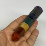 93.9g, 4.8"x0.9", 7 Chakra Point Wand Obelisk Point Crystal from India, B29097