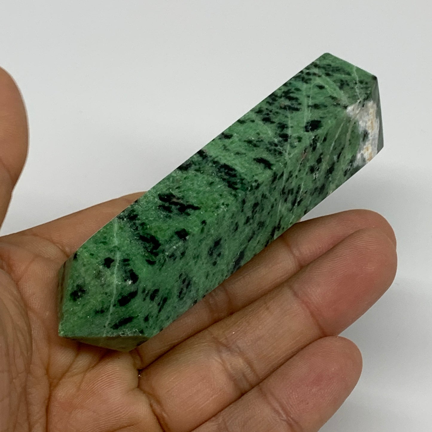 132.5g, 3.6"x0.9", Natural Ruby Zoisite Tower Point Obelisk @India, B31429