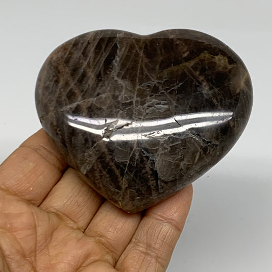 0.42 lbs, 2.8"x3.1"x1", Black Moonstone Heart Polished Crystal Decor, B37862