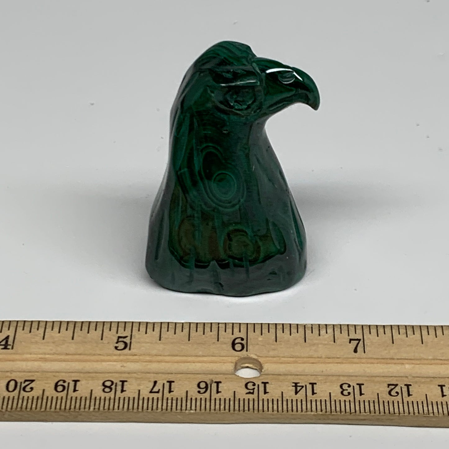 110g, 2.2"x1.4"x0.9" Natural Solid Malachite Eagle/Falcon Figurine @Congo, B3273
