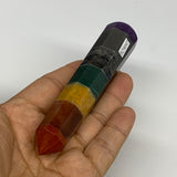 93.9g, 4.8"x0.9", 7 Chakra Point Wand Obelisk Point Crystal from India, B29097