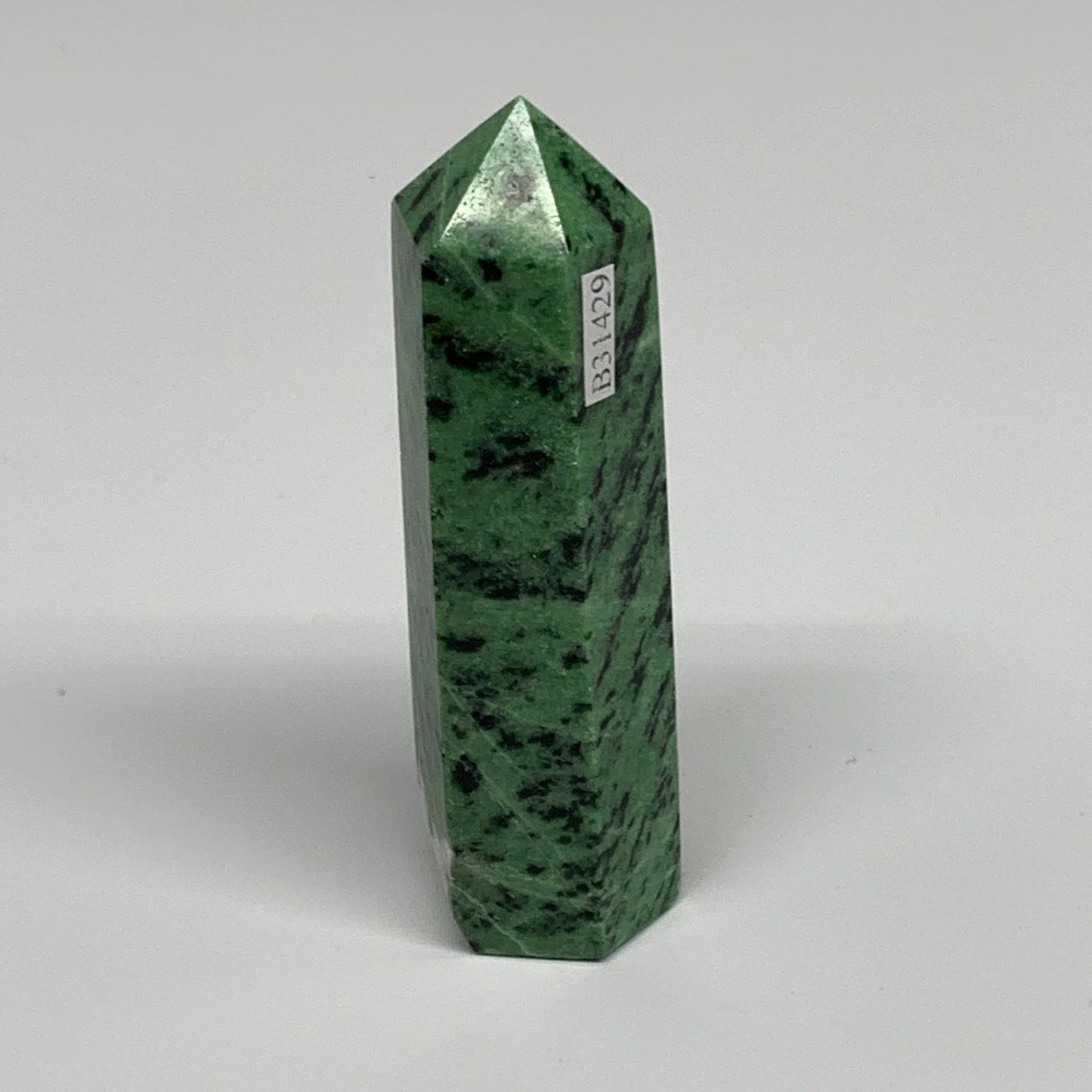 132.5g, 3.6"x0.9", Natural Ruby Zoisite Tower Point Obelisk @India, B31429