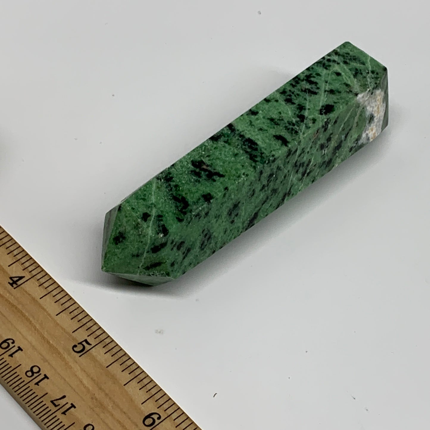132.5g, 3.6"x0.9", Natural Ruby Zoisite Tower Point Obelisk @India, B31429