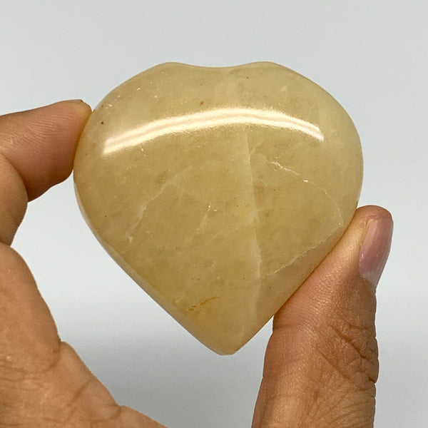 87g,2"x2"x0.8" Natural Yellow Aventurine Heart Crystal Stone @India, B28355