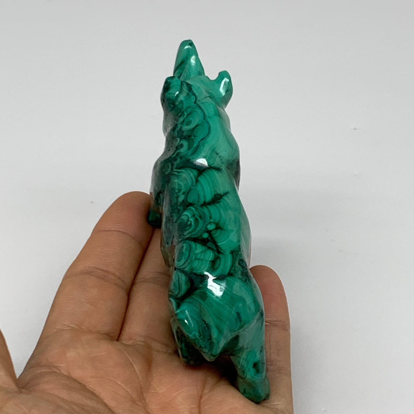 182.2g, 4.4"x0.9"x1.7" Natural Solid Malachite Rhinoceros Figurine @Congo, B3273