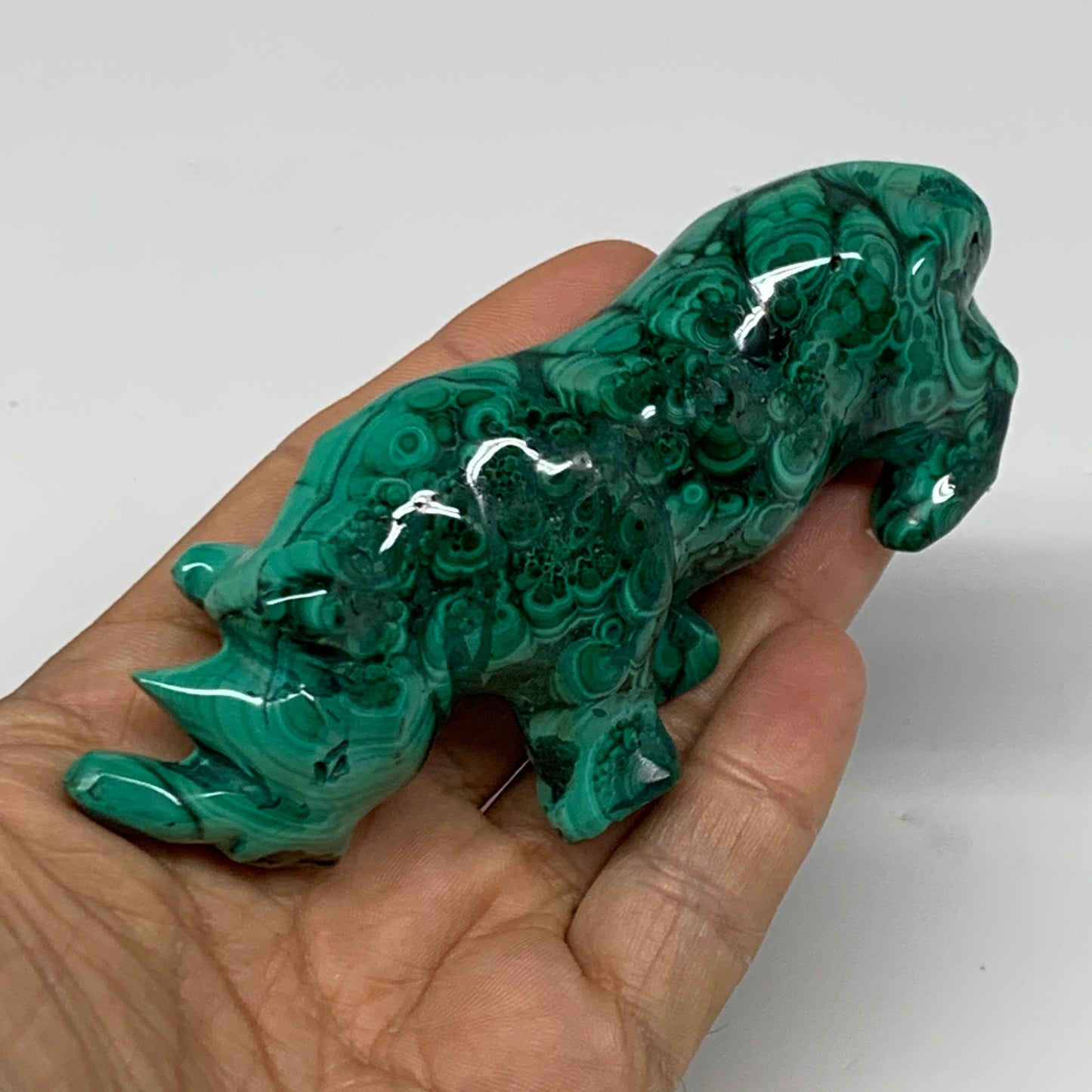 182.2g, 4.4"x0.9"x1.7" Natural Solid Malachite Rhinoceros Figurine @Congo, B3273