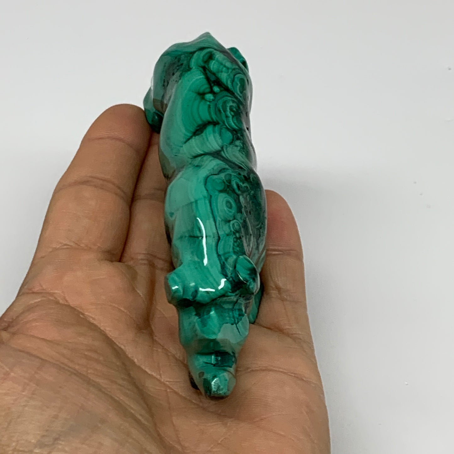 182.2g, 4.4"x0.9"x1.7" Natural Solid Malachite Rhinoceros Figurine @Congo, B3273