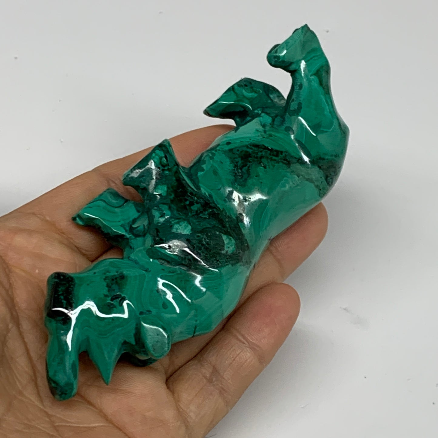182.2g, 4.4"x0.9"x1.7" Natural Solid Malachite Rhinoceros Figurine @Congo, B3273