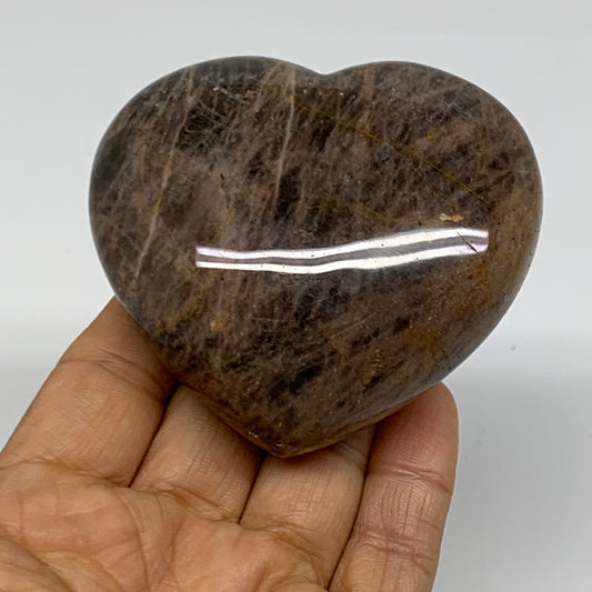 0.50 lbs, 2.7"x3"x1.3", Black Moonstone Heart Polished Crystal Decor, B37864