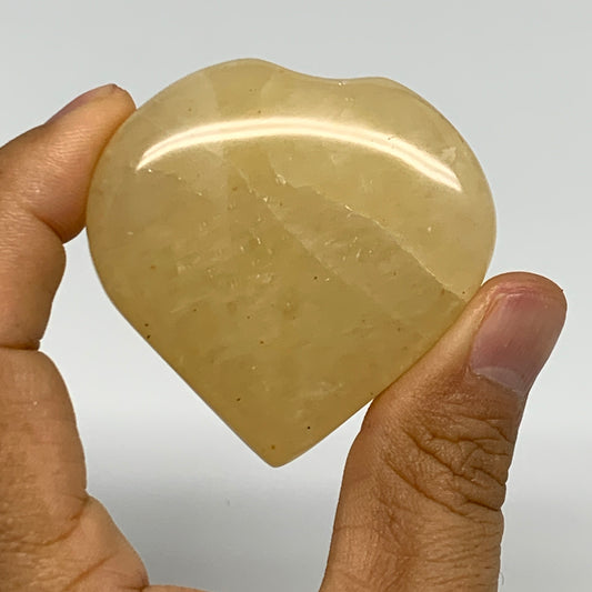 83.5g,2"x2.1"x0.8" Natural Yellow Aventurine Heart Crystal Stone @India, B28356