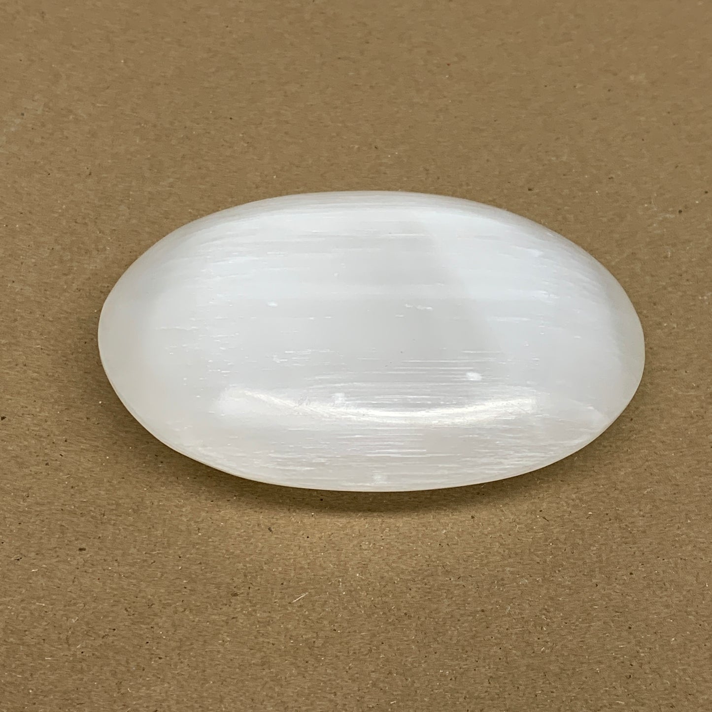 0.59 lbs, 3.9"x2.9"x1.2", White Selenite Palmstone Crystal Pillow Reiki, B36124