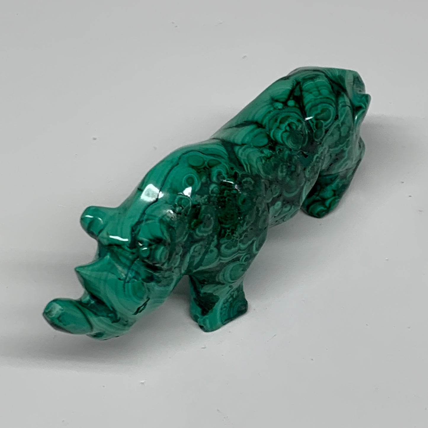 182.2g, 4.4"x0.9"x1.7" Natural Solid Malachite Rhinoceros Figurine @Congo, B3273