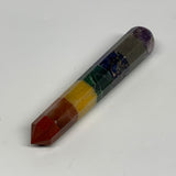 107.5g, 5.1"x0.9", 7 Chakra Point Wand Obelisk Point Crystal from India, B29099