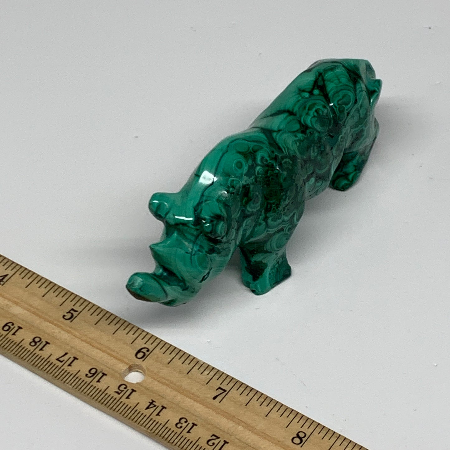 182.2g, 4.4"x0.9"x1.7" Natural Solid Malachite Rhinoceros Figurine @Congo, B3273