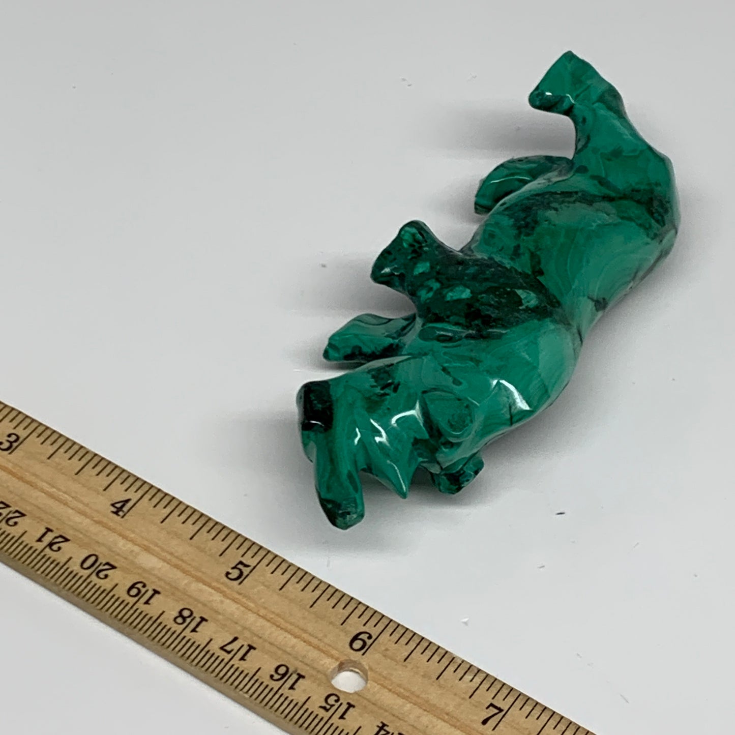 182.2g, 4.4"x0.9"x1.7" Natural Solid Malachite Rhinoceros Figurine @Congo, B3273