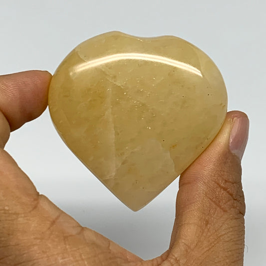 80.5g,2"x2"x0.8" Natural Yellow Aventurine Heart Crystal Stone @India, B28357