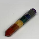 104.3g, 5.1"x0.9", 7 Chakra Point Wand Obelisk Point Crystal from India, B29100