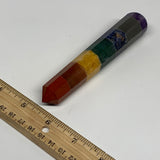 104.3g, 5.1"x0.9", 7 Chakra Point Wand Obelisk Point Crystal from India, B29100