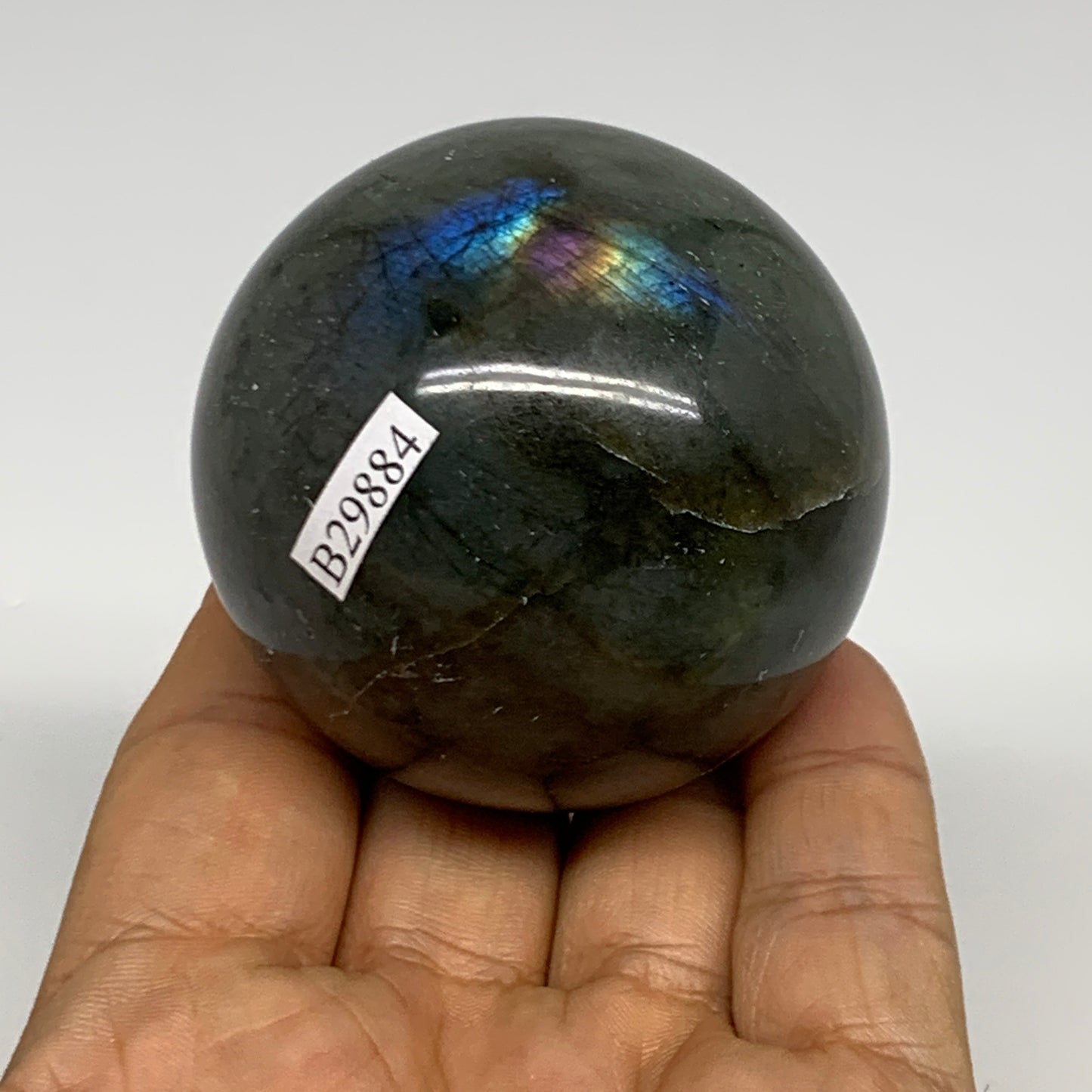228.2g, 2.1"(55mm), Labradorite Sphere Gemstone,Crystal @Madagascar, B29884