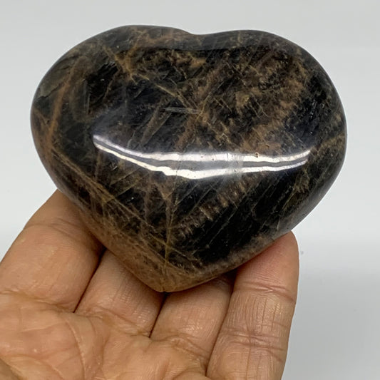 0.44 lbs, 2.6"x3"x1.2", Black Moonstone Heart Polished Crystal Decor, B37866