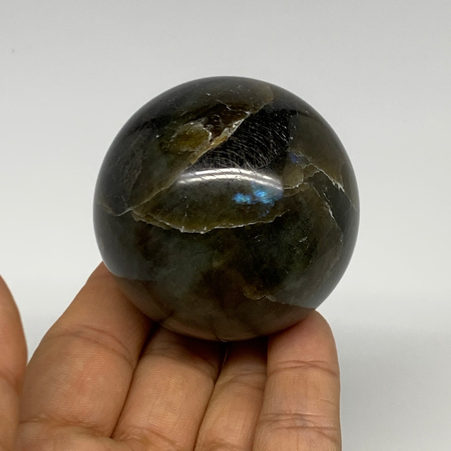 228.2g, 2.1"(55mm), Labradorite Sphere Gemstone,Crystal @Madagascar, B29884